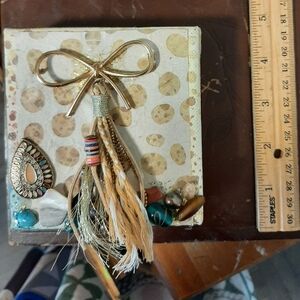 Artistic Mixed Media Canvas with Gold and Brown Details